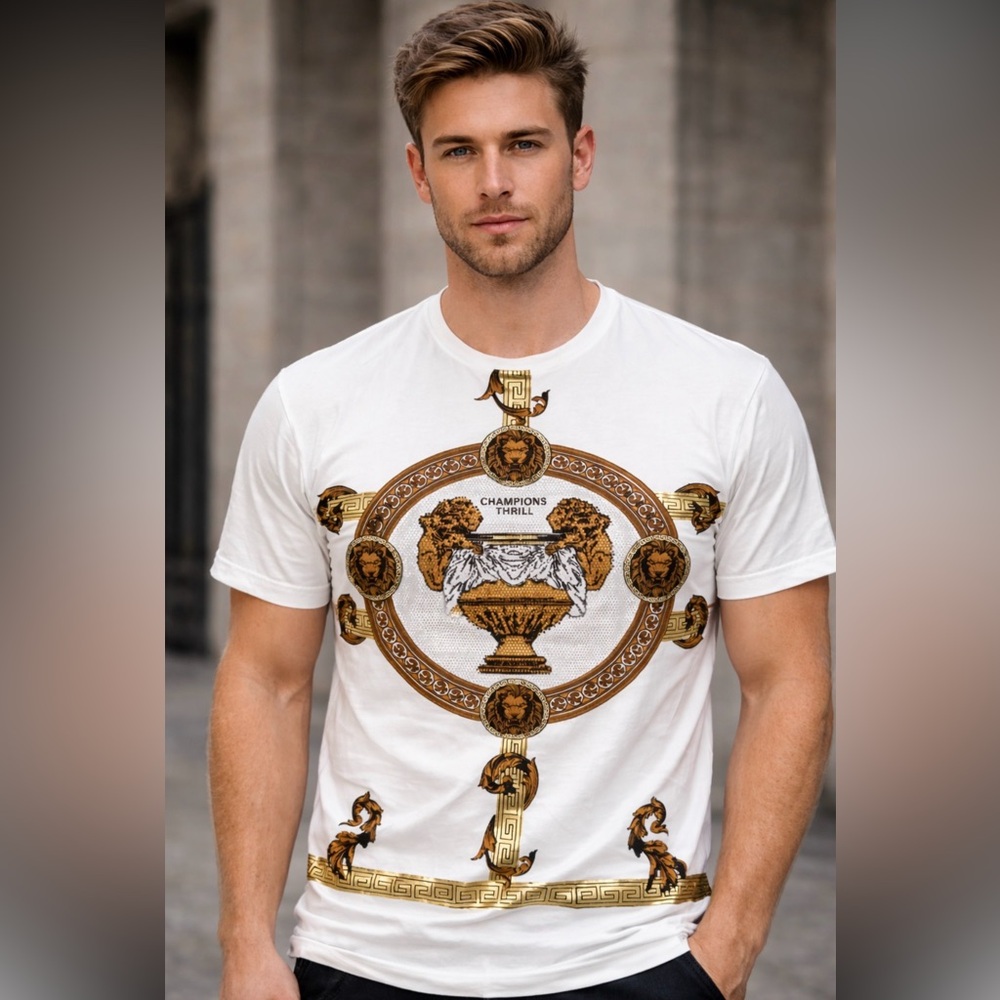 Champion White and Gold Graphic Tee